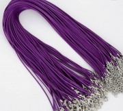 Кожаный шнур с застежкой, цвет Фиолетовый 43 см (толщина 1,5мм) . - 1 шт.