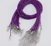 Кожаный шнур с застежкой, цвет Фиолетовый 45 см (толщина 2мм) - 1шт