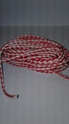 Плетенный кожаный шнур, цвет: Бело-красный. 1 м.