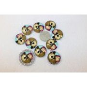 Кабошон стеклянный с рисунком "Маша и медведь" 25мм, 1шт