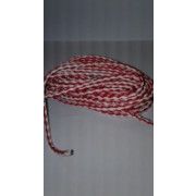 Плетенный кожаный шнур, цвет: Бело-красный. 1 м.