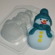 Снеговик вязаный, пластиковая форма для мыла