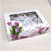 Коробка для упаковки «Тюльпаны с сердечками», размер 15×11×4см