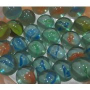 Набор стеклянных камней. Круглые. Прозрачные. цв.Зеленый отлив с разноцветной прожилкой (D-15мм). Набор- 10шт