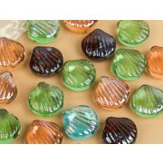 Набор стеклянных камней. Ракушки. Прозрачные. Разноцветные (Размер 30×30×15мм). Набор 5шт