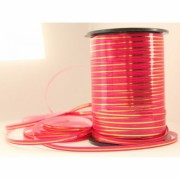 Лента с золотой полосой 0,5см х 250ярд, ярко-розовая