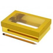 Коробочка складная с окошком, цв.Золото, из двух частей (Размер: 19*12*5см)