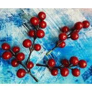 Ветка с ягодой, цв.Красный (Длина: 10см), 1шт