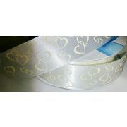 Атласная лента с рисунком "Сердца" (цвет - кремовый) 25мм * 1 м