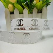 Репсовая лента 22 мм «CHANEL», цв.Белый - 1 м