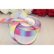 Репсовая лента с рисунком Радуга 3D (ширина 25мм) = 1м