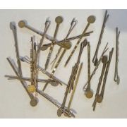 Основа для невидимки с площадкой, античная бронза, лоток: 8 мм; 55x2x8 мм - 1 шт.